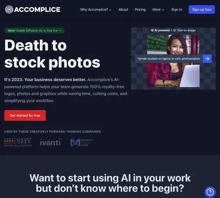 Screenshot of the site of Accomplice