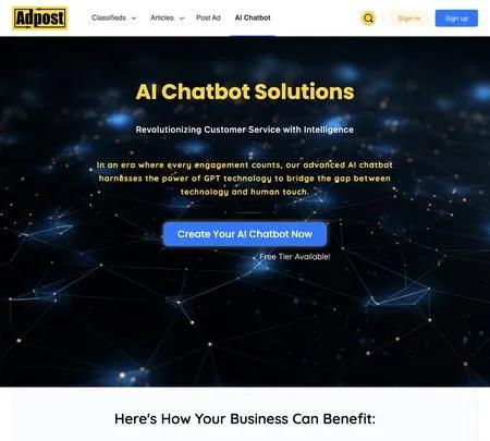 Screenshot of the site of Adpost AI Chatbot