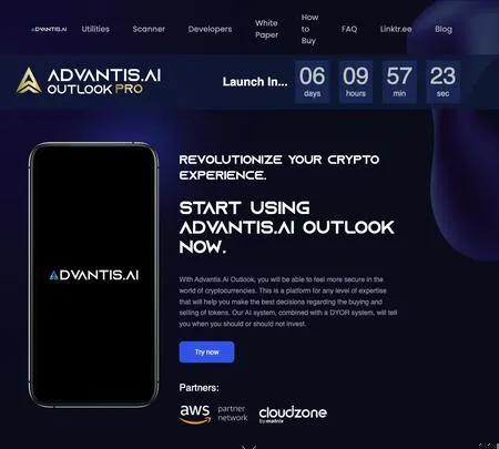 Screenshot of the site of Advantis