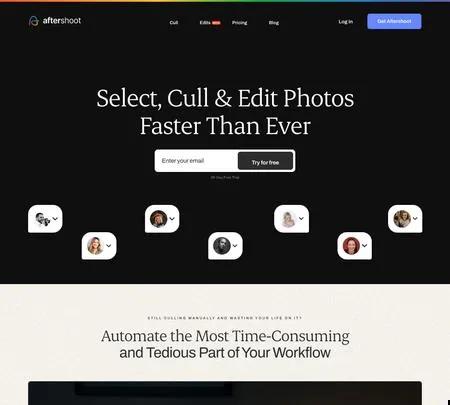 Screenshot of the site of AfterShoot