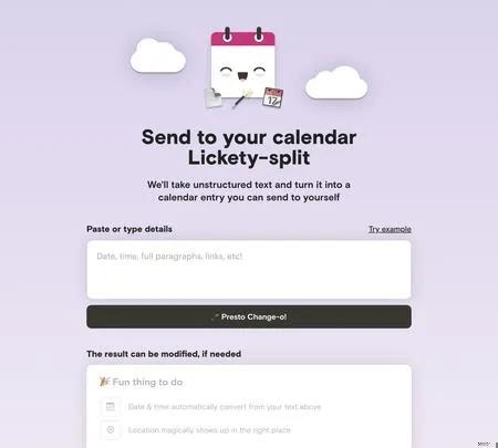 Screenshot of the site of Agenda Hero