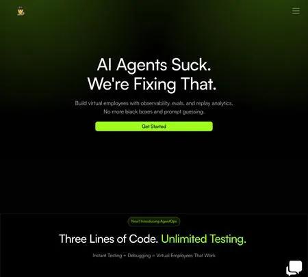 Screenshot of the site of Agentops