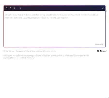 Screenshot of the site of TipTap