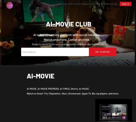 Screenshot of the site of AI movie Club