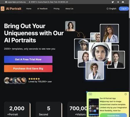Screenshot of the site of AI-Portrait