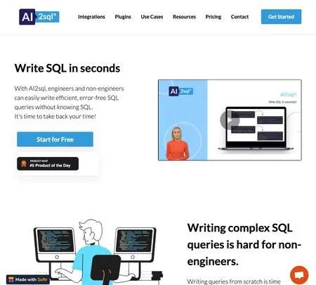 Screenshot of the site of AI 2 SQL