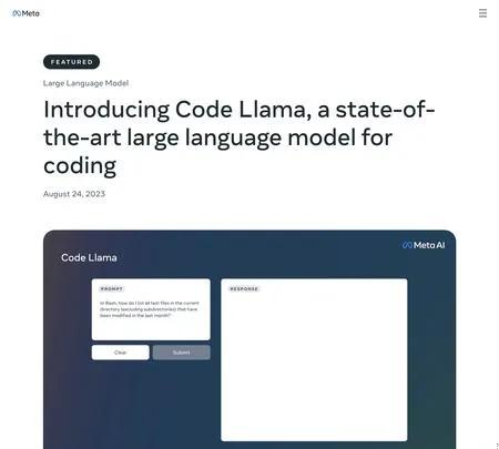 Screenshot of the site of Code Llama