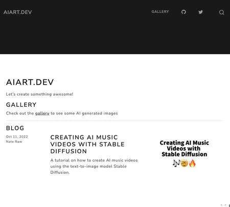 Screenshot of the site of AIArt