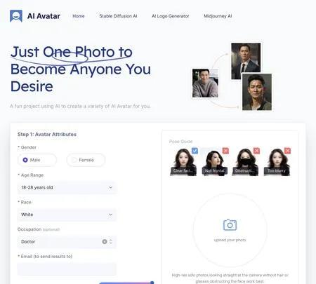 Screenshot of the site of AIAvatar
