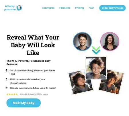 Screenshot of the site of AI Baby Generator