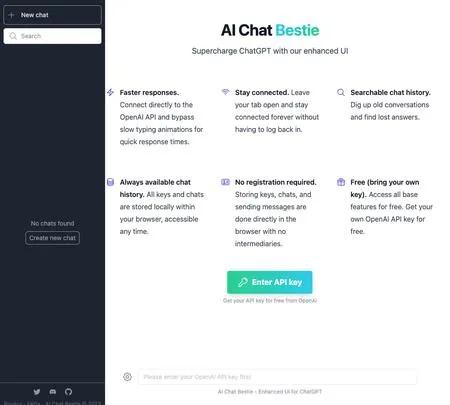 Screenshot of the site of AI Chat Bestie