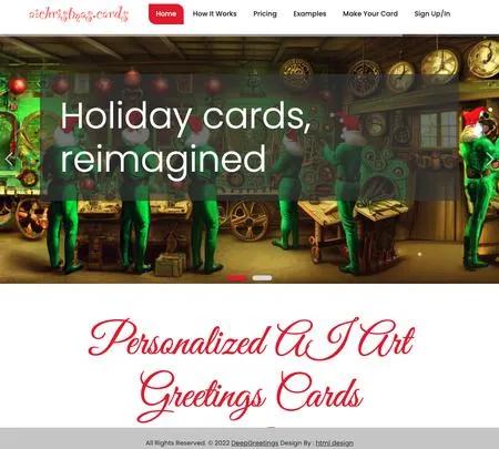 Screenshot of the site of AIchristmascards