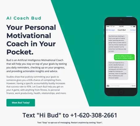 Screenshot of the site of AIcoachbud