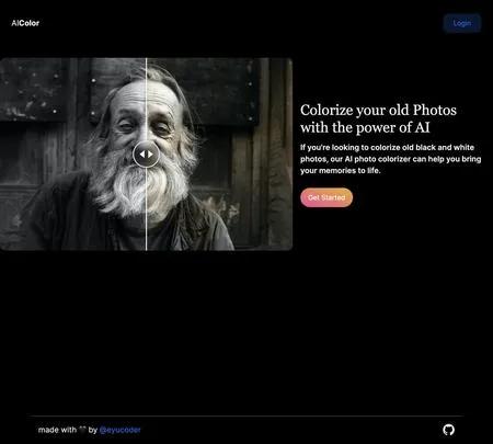 Screenshot of the site of AI Color Art