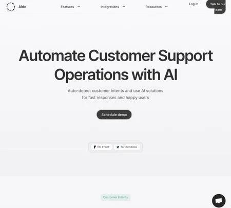 Screenshot of the site of Aide