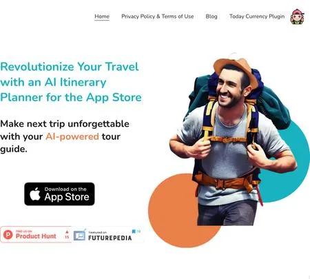 Screenshot of the site of TRIPChatter AI Chat Travel Assistant