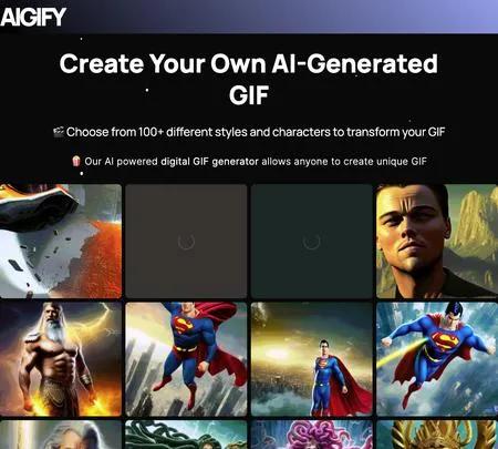 Screenshot of the site of AIGIFY