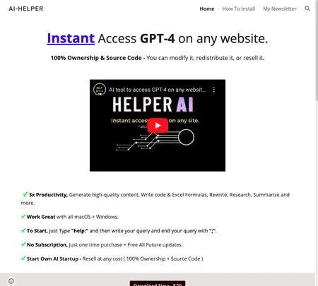 Screenshot of the site of AIhelper.buzz