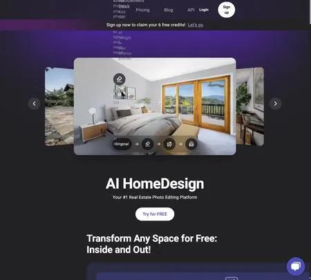 Screenshot of the site of AI Home Design