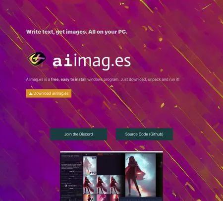 Screenshot of the site of AIimages