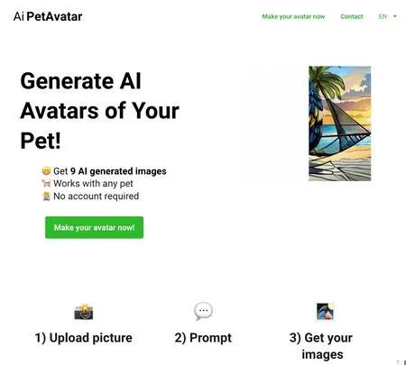 Screenshot of the site of AiPetAvatar