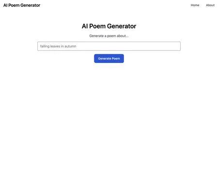 Screenshot of the site of AI Poem Generator