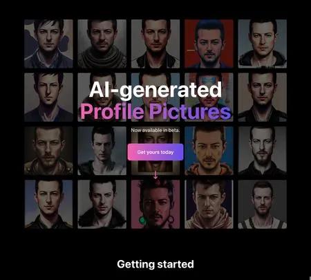 Screenshot of the site of AI Profile Pictures