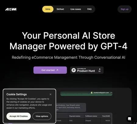 Screenshot of the site of AI Store Manager
