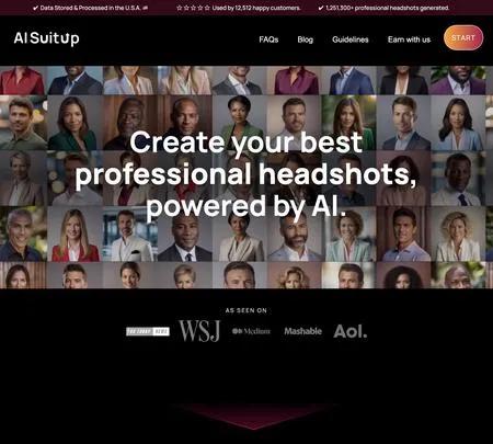 Screenshot of the site of AISuitUP