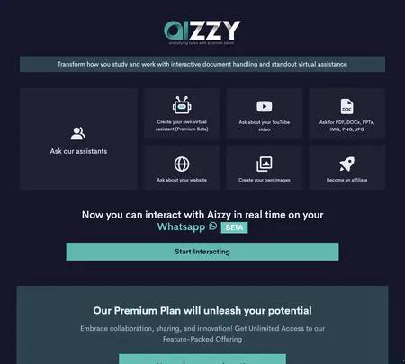 Screenshot of the site of Aizzy