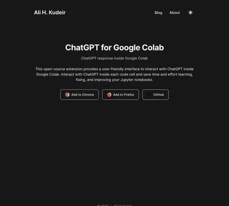 Screenshot of the site of ChatGPT for Google Colab