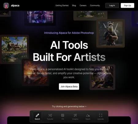 Screenshot of the site of AlpacaML