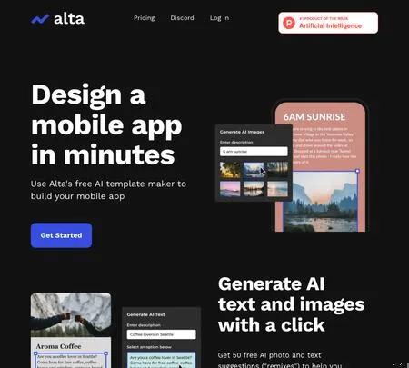 Screenshot of the site of Alta AI