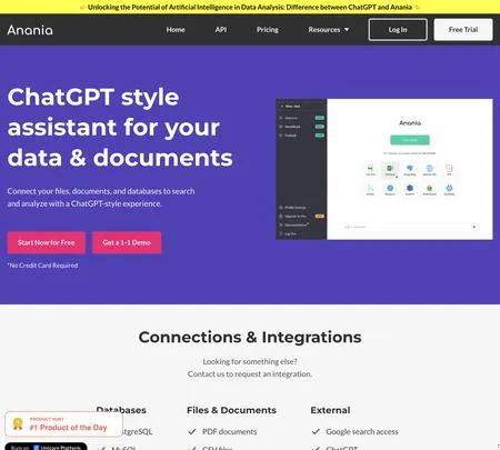 Screenshot of the site of Anania
