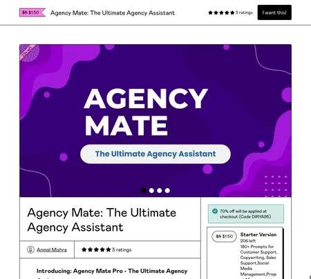 Screenshot of the site of AgencyMate