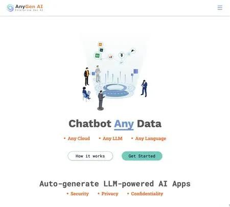 Screenshot of the site of AnyGen