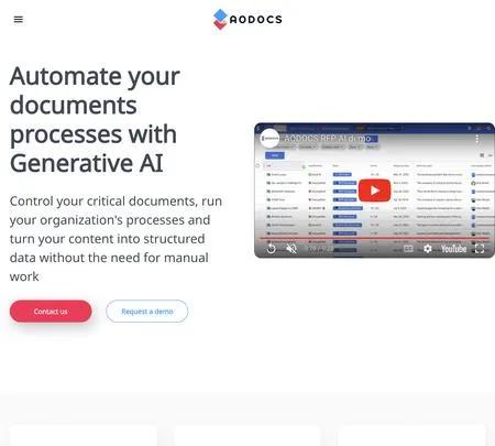 Screenshot of the site of AODocs
