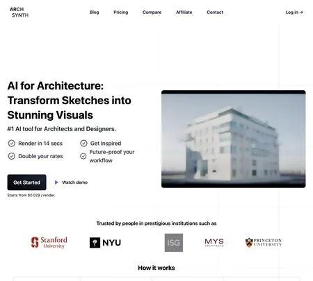 Screenshot of the site of Arch Synth
