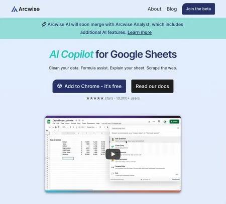 Screenshot of the site of Arcwise AI
