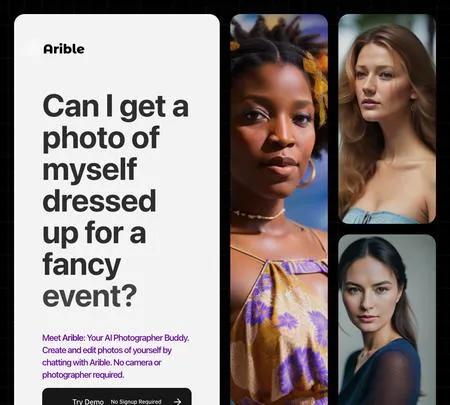 Screenshot of the site of Arible AI Avatars