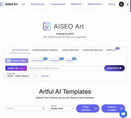Screenshot of the site of AISEO Art