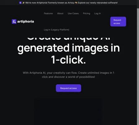 Screenshot of the site of Artiphoria