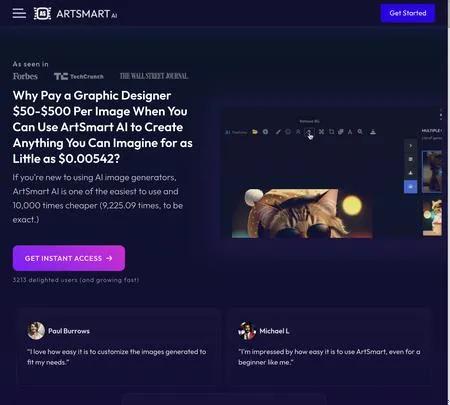 Screenshot of the site of ARTSMART