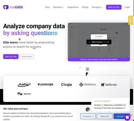 Screenshot of the site of AskEdith