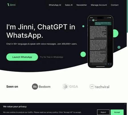 Screenshot of the site of Jinni