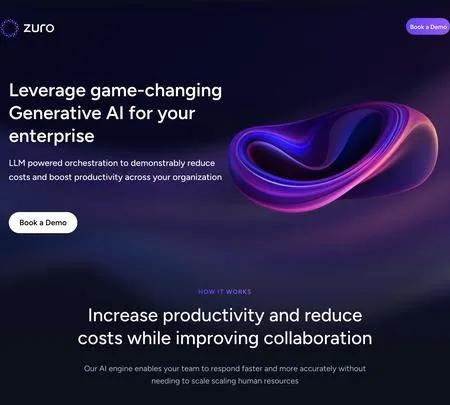 Screenshot of the site of Zuro