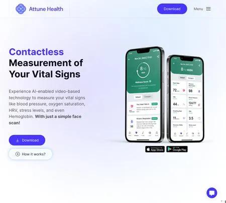 Screenshot of the site of Attune health