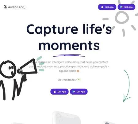 Screenshot of the site of Audio Diary