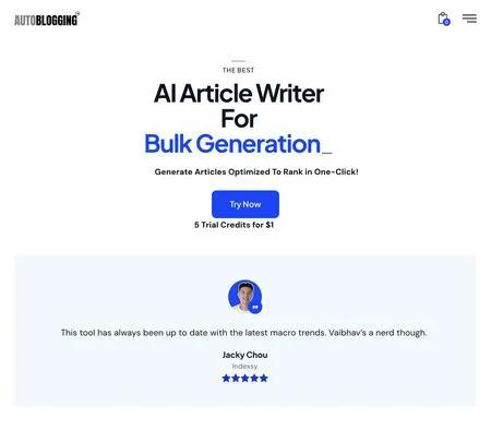 Screenshot of the site of Autoblogging