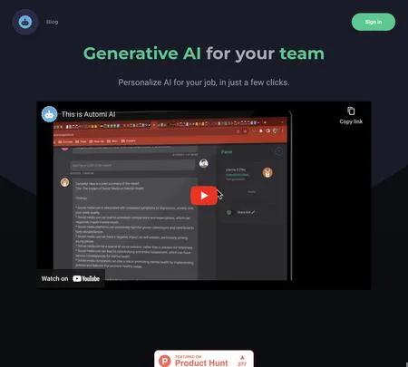 Screenshot of the site of Automi